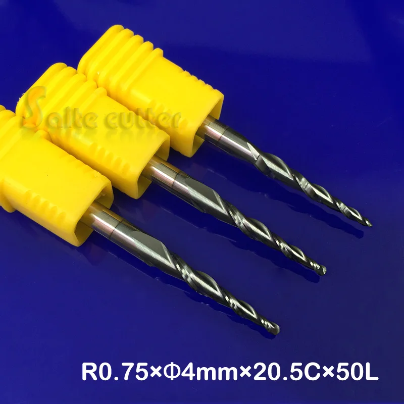 Концевая фреза R0.75 * D4 20 5 50L 2F HRC55 3 шт.|cnc milling cutter|ball nosetapered ball nose |