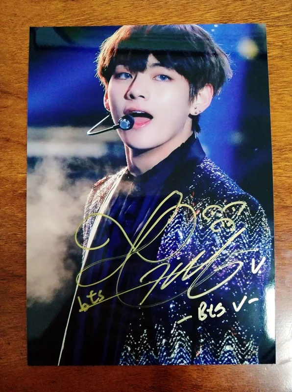 Ручная подпись Bangtan Boys V Kim Tae Hyung с автографом фото LOVE YOURSELF 5*7 K POP 012019A|Открытки и