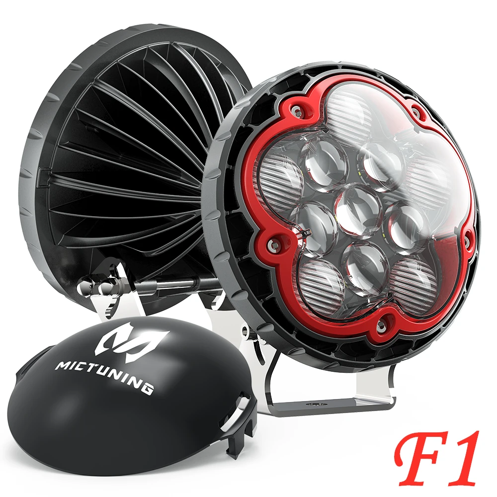 

MICTUNING LED Light Bar 5.6'' LED Round Pod 55W Spot Flood Combination Light Bars F1 Jeep SUV Off-Road Fog Driving Light Box