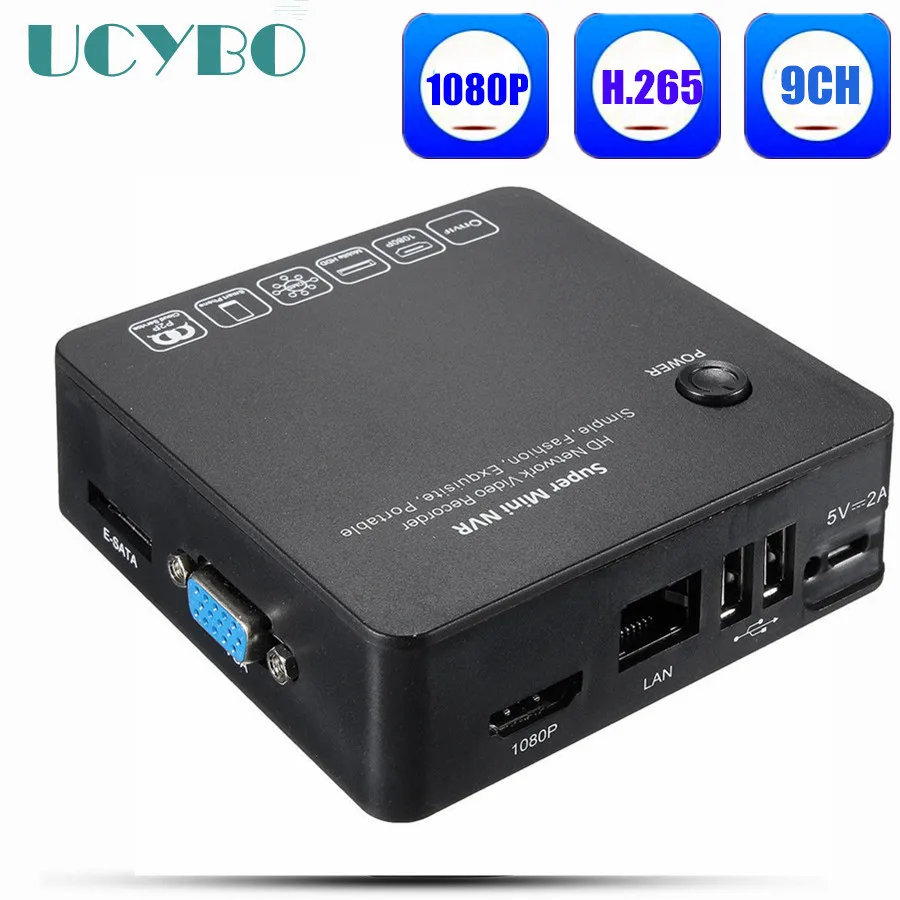 Камера видеонаблюдения H.265 NVR 8 каналов 9 1080P HD 2 МП onvif HDMI VGA h.265 ip мини
