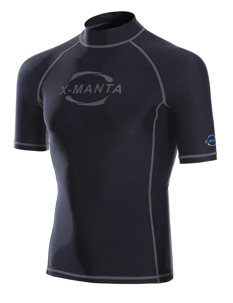 2016 Summer Short Sleeve Swim Surf Rash Guard Swimwear Men Blue Letter Print Diving Rashguard Sun-Protective Clothing S-3XL | Спорт и