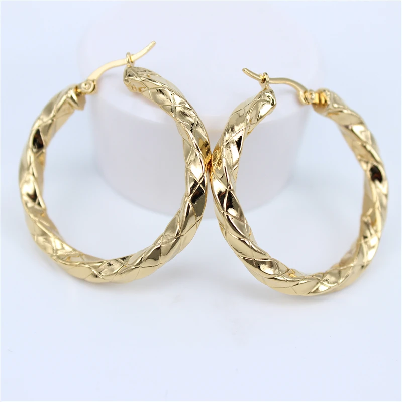Оптовая продажа 2018 новый дизайн большие круги витые серьги-кольца для женщин