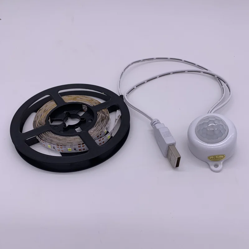Беспроводной датчик движения светодиодная лента лампа 1 м 2 м 3 м 5 в USB Светодиодная лента PIR Светодиодный светильник полоса гардероб ТВ тыловая подсветка светодиодный светильник полоса