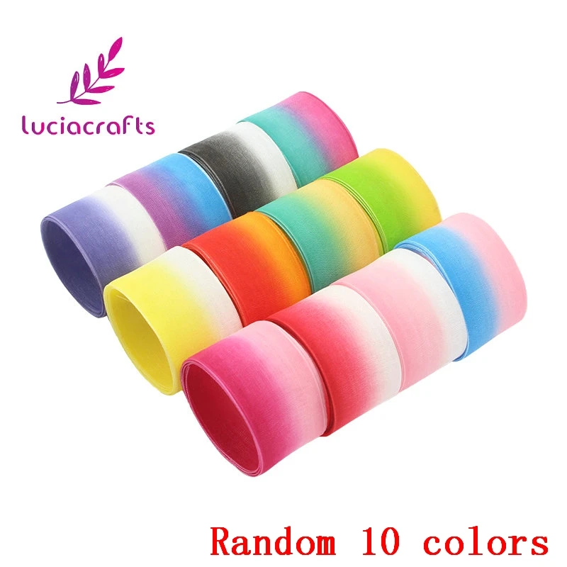Random mixed colors Lucia crafts 10y 25 мм ленты из органзы градиентного цвета для свадьбы домашний декор рукоделие Подарочная упаковка аксессуары ручной работы P0201 - Цвет: Random mixed colors