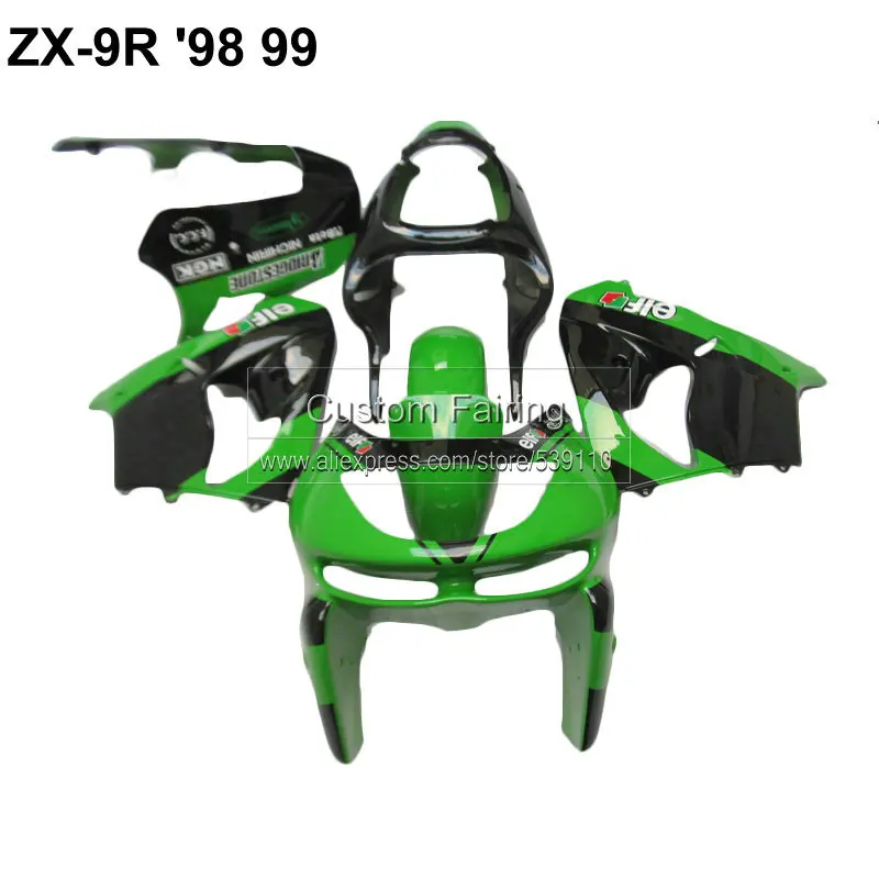 Детали ABS для мотоциклов Kawasaki ZX9R zx 9r 1998 1999 Ninja 99 98 комплект обтекателей зеленого и