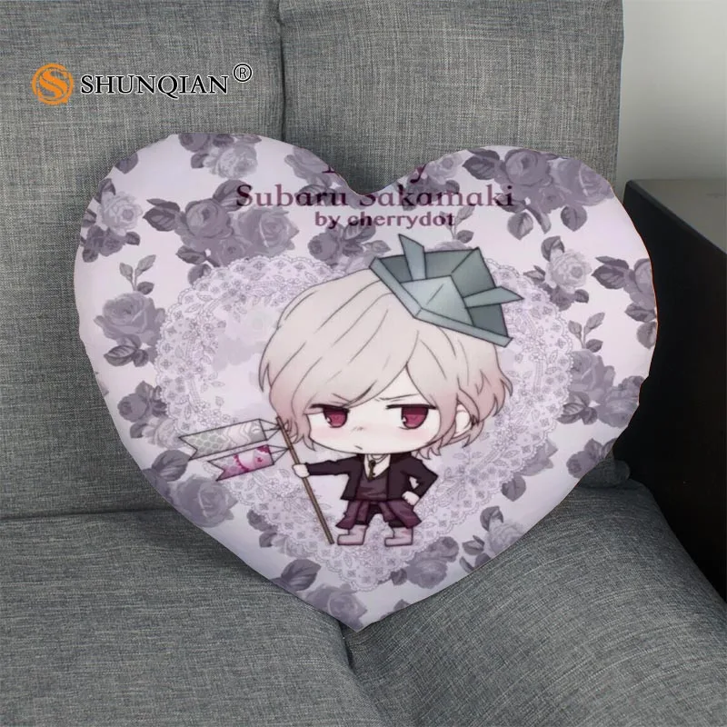 Наволочка на заказ DIABOLIK LOVERS в форме сердца, Подушка на молнии, чехол, лучший подарок, размер 41x36 см, 47x42 см