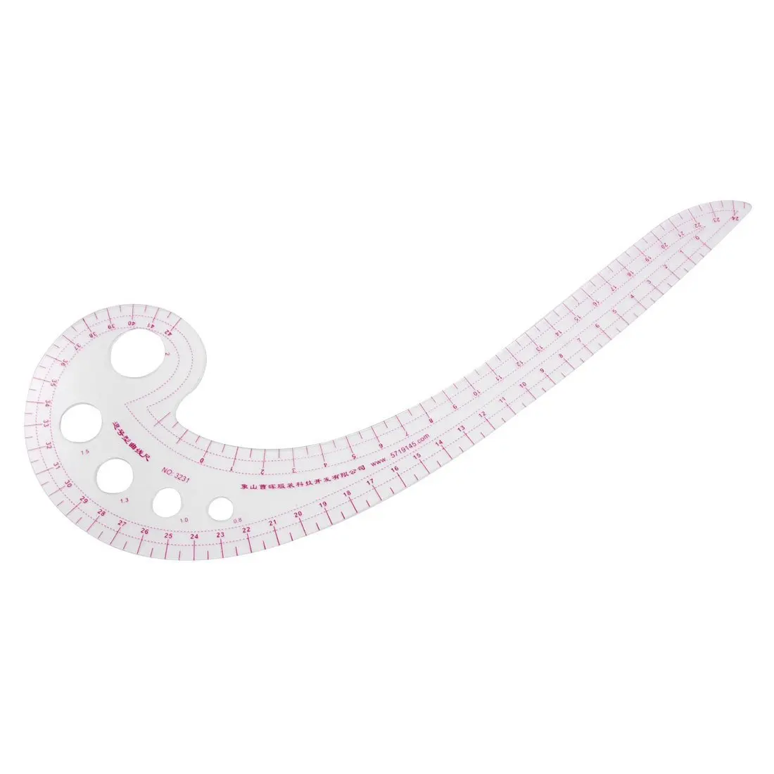 SODIAL(R) 11 8 &quotДлинная форма запятой пластиковая прозрачная французская линейка|french