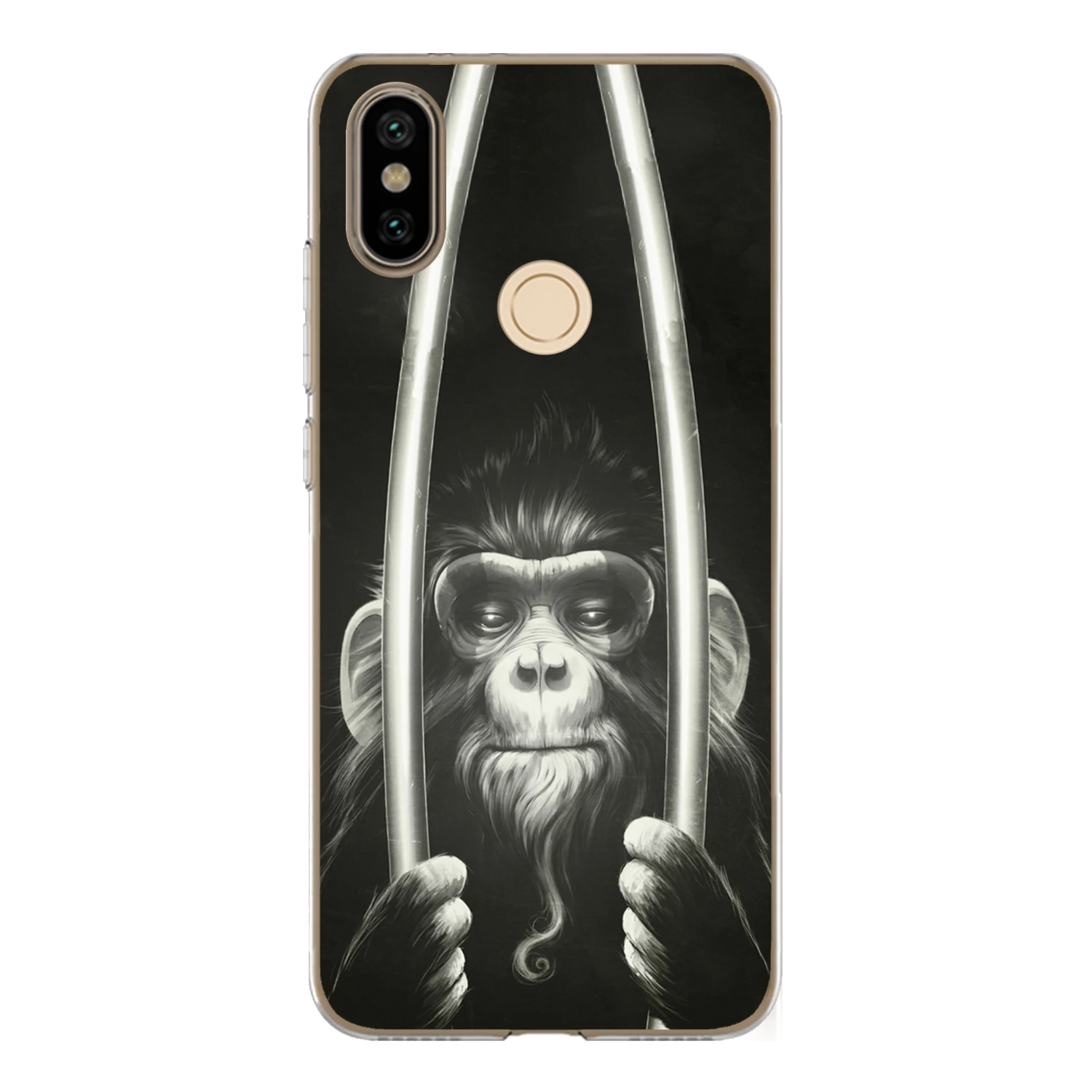 For Xiaomi Mi A2 6X Case Cover 5.99&quot Soft TPU Silicone Cool Mask Smoking Glasses Monkey Orangutan Gorilla Painted Phone |