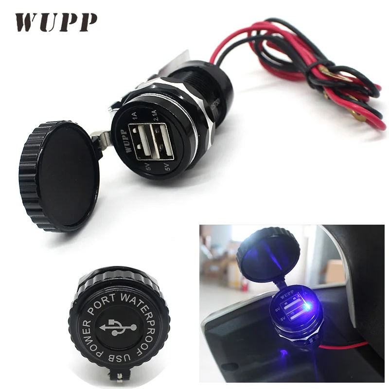 WUPP Dual USB порты и разъёмы 5 V 2.1a зарядное устройство для мотоциклов адаптеры питания