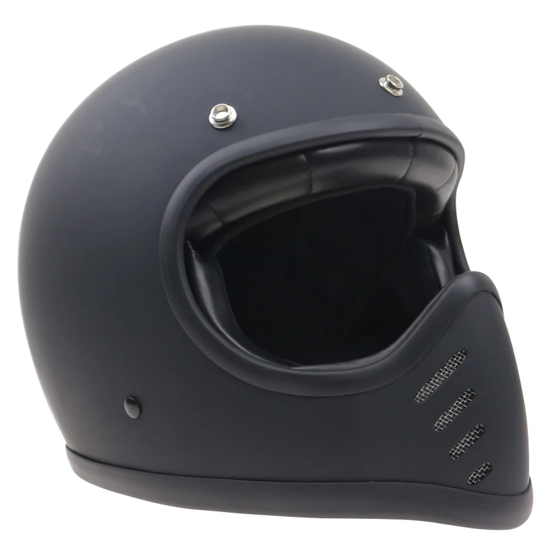 Мотоциклетный шлем Cafe Racer в стиле ретро с 3-контактной пряжкой черный белый и