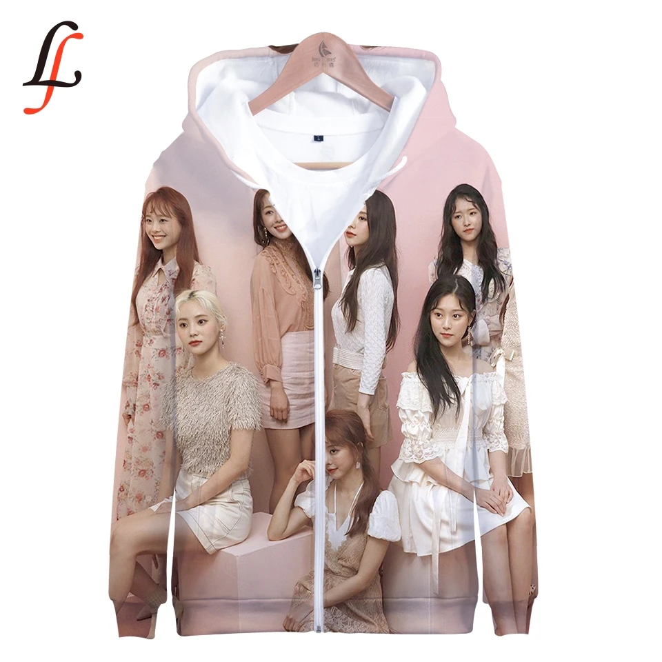 Kpop застежкой-молнией толстовки с капюшоном Loona Объёмный рисунок (3D-принт) Женская