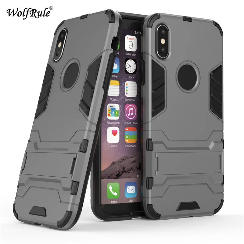 WolfRulesFor Hard Case Apple Iphone X Cover Silicone +Plastic For Holder Stand Funda | Мобильные телефоны и аксессуары