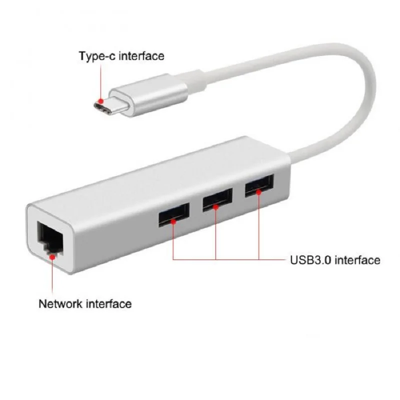 Basix USB 3 1 Type C концентратор на порта 0 и RJ45 1000 Мбит/с Gigabit Ethernet lan Adaptercable3.0 USB-C ПК для Apple