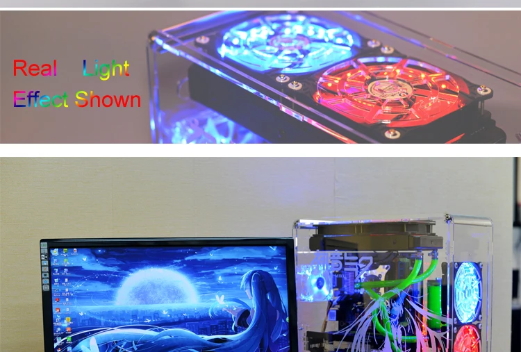 QDIY PC-A006S ATX прозрачный чехол для компьютера PC чехол с водяным охлаждением игровой плеер акриловый чехол для компьютера
