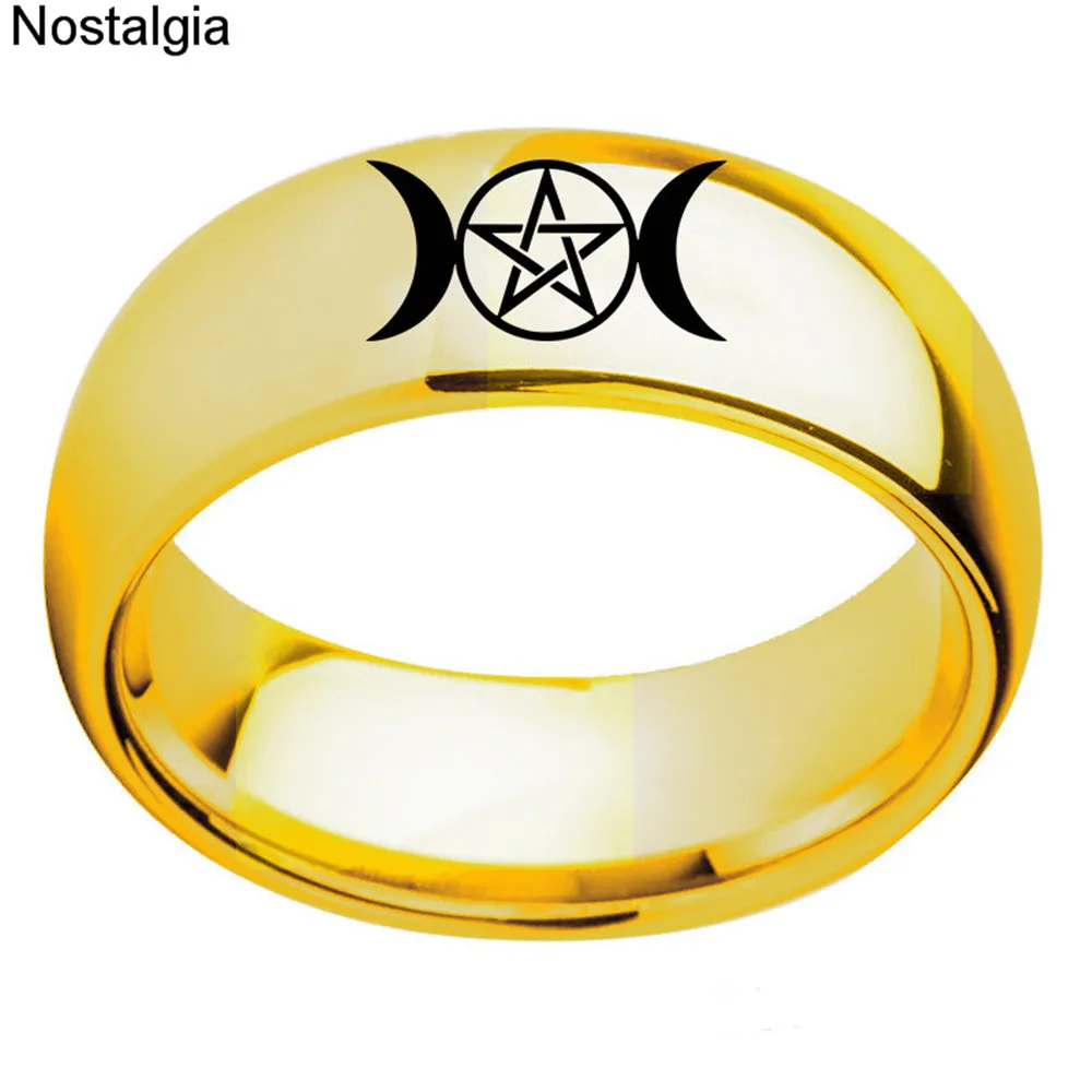 WICCA кольцо с тройной луной богиня панк языческая пентаграмма луна для мужчин и