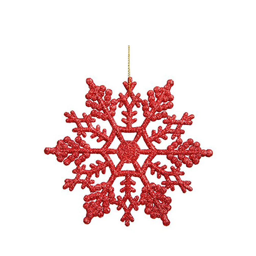 12pcs Plastic Snowflake Decorations 10cm Christmas Tree Snowflakes Pieces for Ornaments (Red) |