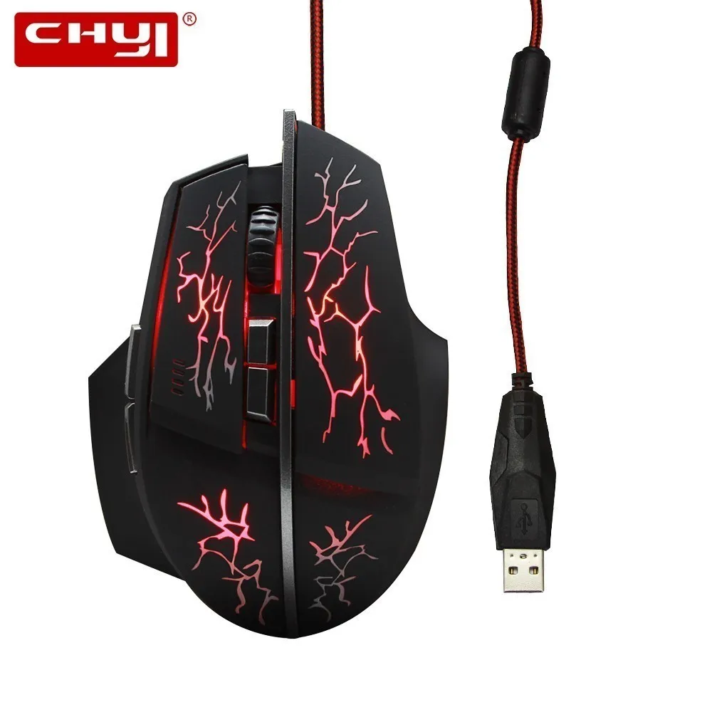 CHYI, игровая компьютерная мышь, эргономичная, оптическая, для геймера, Mause, проводная, 1600 dpi, Usb, кровавая, 7 кнопок, для ПК, мыши с светодиодный подсветкой для ноутбука