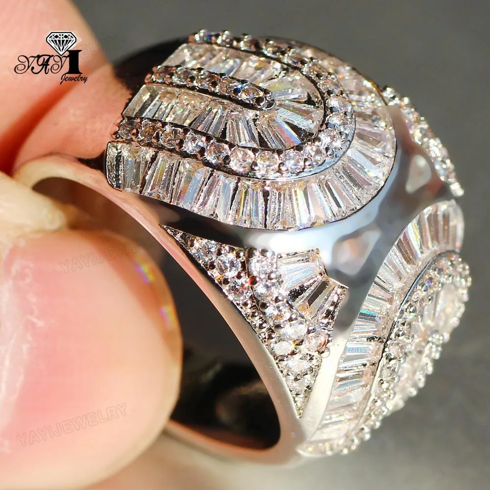 YaYI Jewelry Princess Cut 8.9 CT White Zircon Silver Color Engagement Rings wedding Heart Girls Party ring Gifts 876 | Украшения и