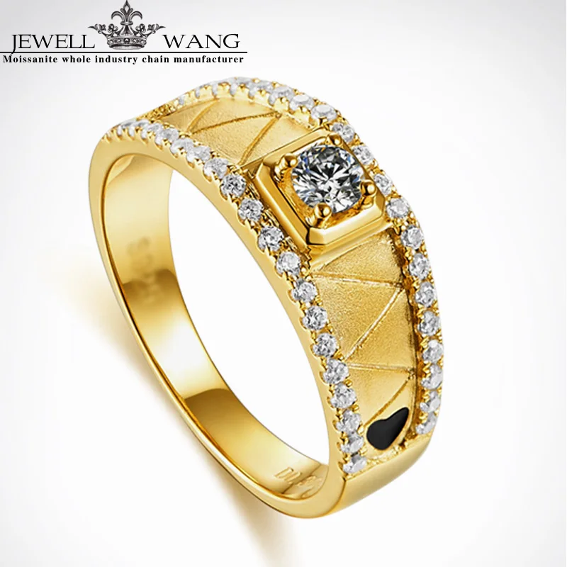 Ювелирные кольца 18 К из желтого золота для мужчин Moissanite 0.3ct покерный дизайн бриллиантовый боковый камень Сертифицированный vvs1 классический