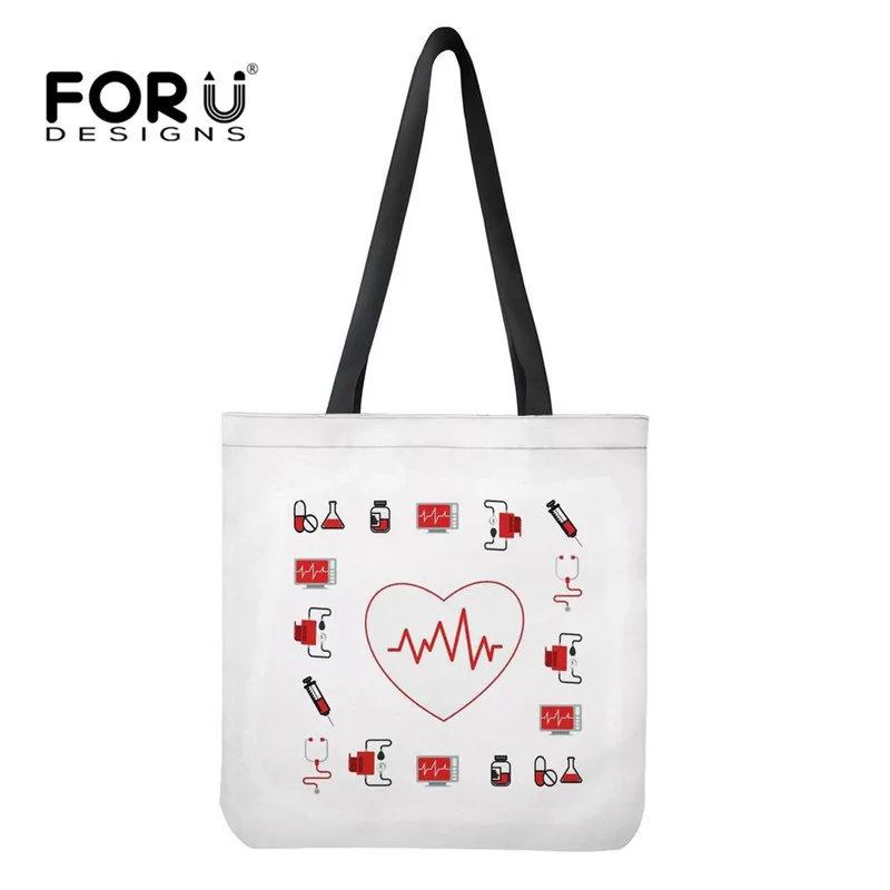 FORUDESIGNS/сумки для покупок с рисунком медсестры, повседневная женская Льняная сумка, экологичные большие холщовые сумки, сетка для хранения - Цвет: HXA316Z22
