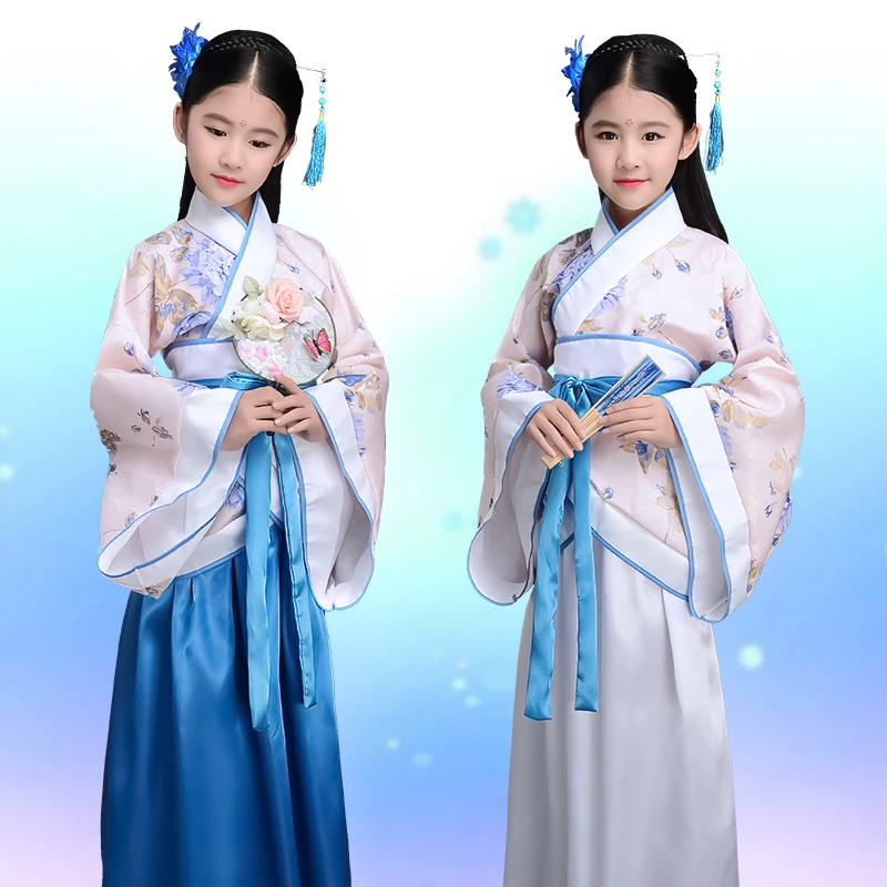 Женское платье для народных танцев белое танцевальное Hanfu девочек в стиле