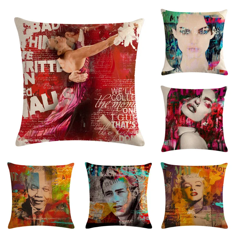 

45*45 см красочная Женская узорная хлопковая льняная наволочка для подушки украшение дома диван-кровать Декор декоративная наволочка C264