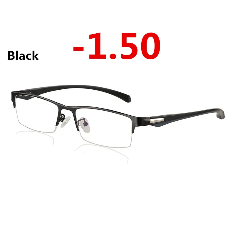 black -1.50 Новинка, солнцезащитные фотохромные очки для близорукости, оптические очки для мужчин, студенческие очки для близорукости, очки с оправой по рецепту, половинная оправа-1,0-4,0 - Цвет оправы: black -1.50
