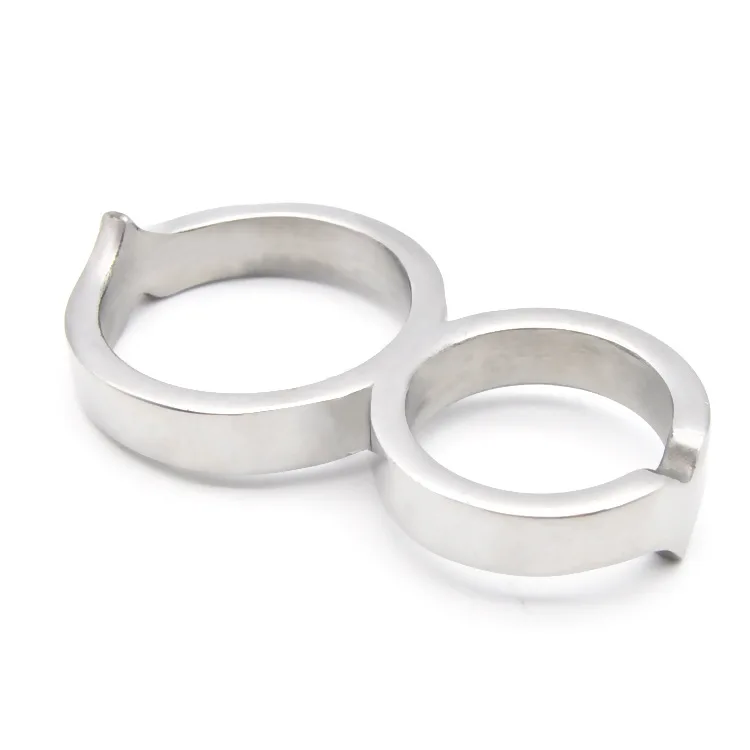 Два кольца мужские целомудрия стальная клетка из нержавеющей стали замок