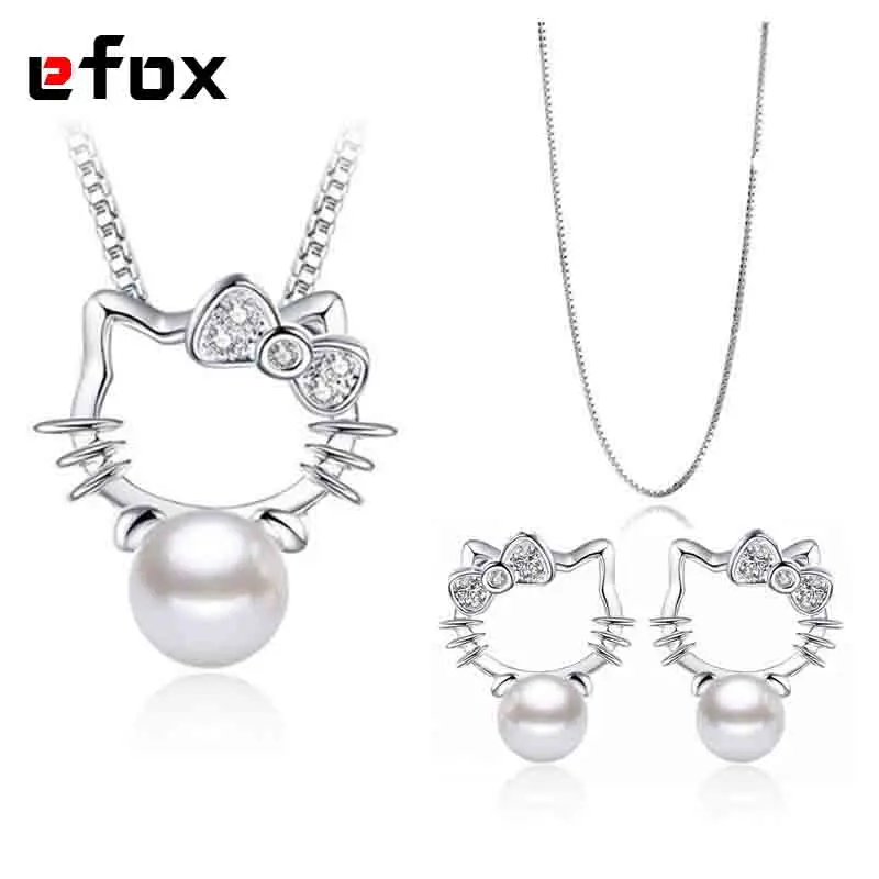 Милые Мультяшные ювелирные изделия Hello Kitty из стерлингового серебра 925 пробы