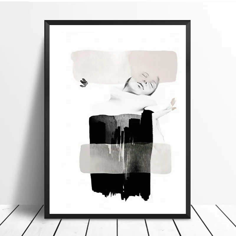 FGHGF Scandinavian Poster Nordic Posters and Prints Wall Art Portrait Canvas Painting Pictures For Living | Дом и сад