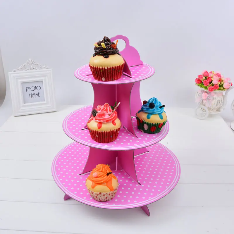 3 яруса стойка для кексов конфет поднос свадьбы дня рождения вечеринки торта