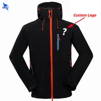 customize logo waterproof outdoor skiing hiking clothing warm fleece softshell jacket men hooded windproof fishing hunting coat