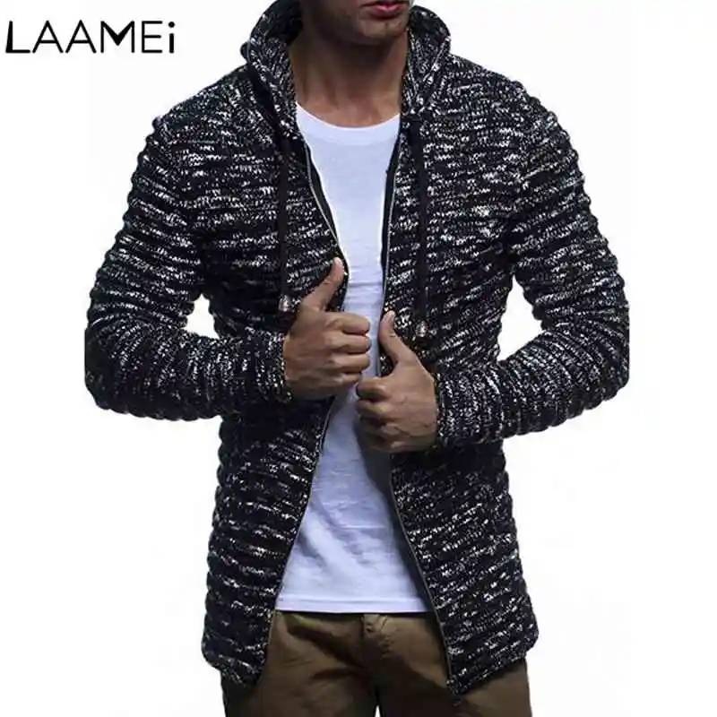 Laamei осень-зима Для мужчин свитер мужской на молнии свитера Drawstring Повседневное