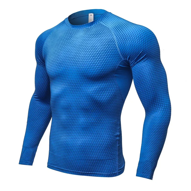 Men's 3D printing fitness running training long-sleeved tight-fitting sweat T-shirt men's shirt | Спорт и развлечения