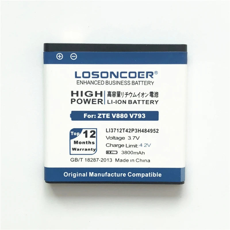 Сменные Аккумуляторы LOSONCOER Li3712T42P3h484952 3800 мАч для ZTE V880S2 V880 (Вторая версия) V793 U880S2 V795