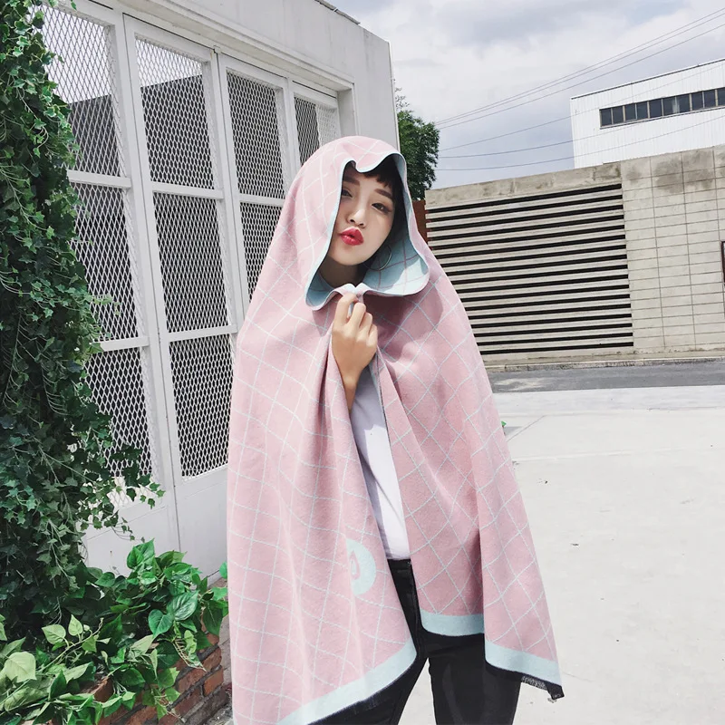 Saufuo winter geometric plaid Scarf Shawl For Women echarpes foulards femme pink green 2colors | Аксессуары для одежды