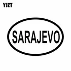 YJZT 14,2 см * 9,6 см Автомобильная Наклейка Виниловая наклейка Сараево код города овальный черный серебряный цвет