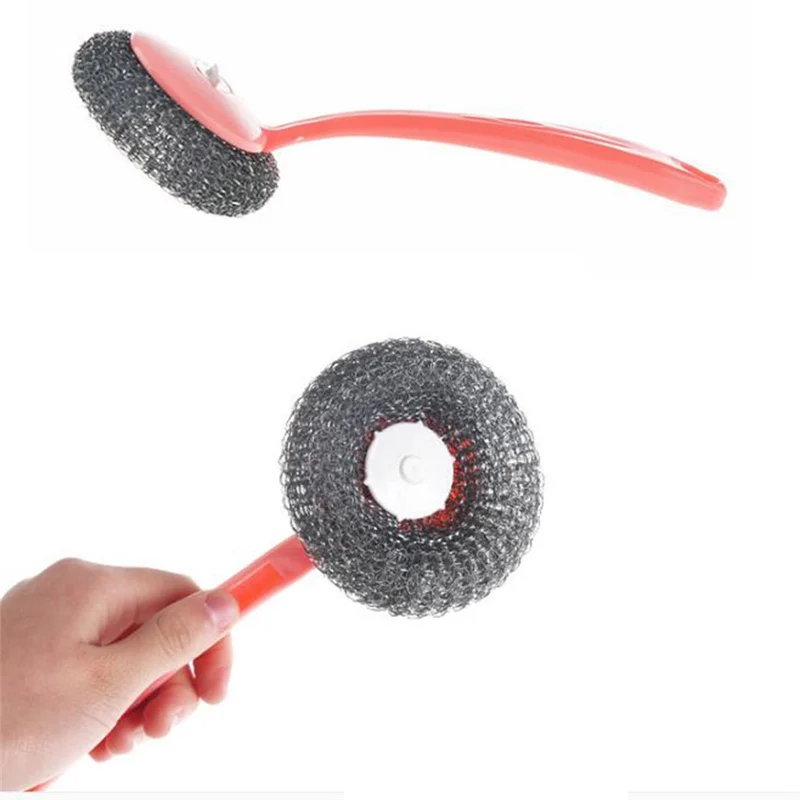 

Imixlot Stainless Steel Wire Ball with Long Handle Brush Clean Ball Home Kitchen Dishwashing Ball Wire Brush