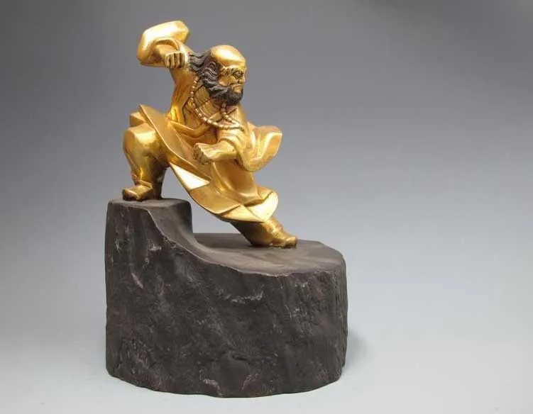 Китай 100% Pure Bronze 24 К золото Шаолинь Дхарма предок статуя Будды бесплатная доставка