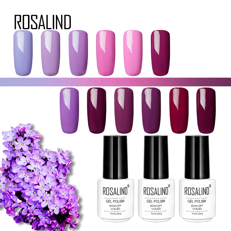 Гель лак для ногтей ROSALIND 1S 7 мл фиолетовый розовый цвет УФ наращивания ногтей|nail