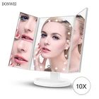Складное регулируемое зеркало для макияжа с сенсорным экраном, 22 светодиода, настольное зеркало для макияжа 1x2X3X10X, увеличительное зеркало, туалетный свет