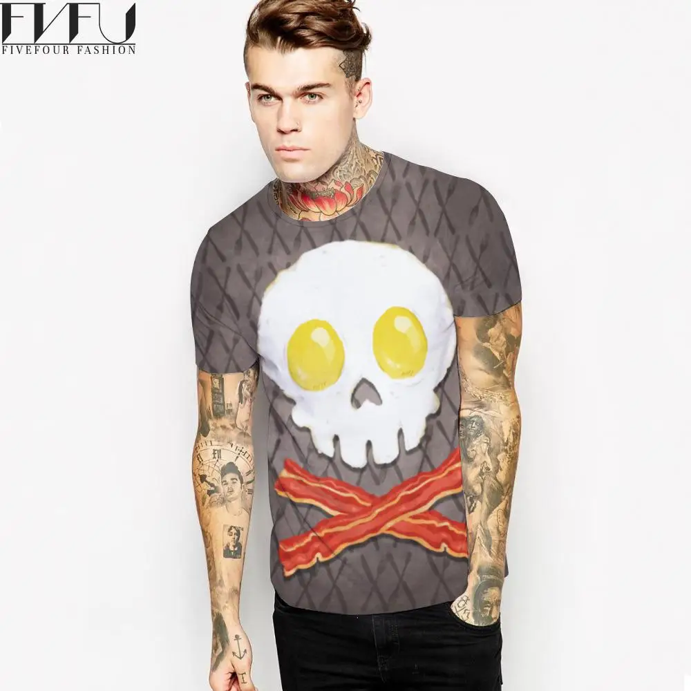 Новый стиль 2017 г. футболка Для мужчин высокое качество забавные 3D печати череп