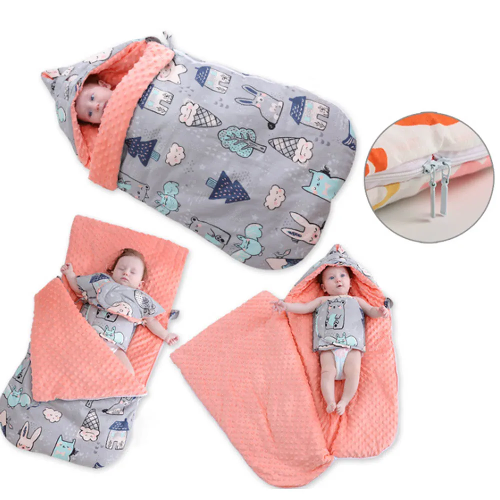 Baby Blankets Newborn Envelope Stroller Swaddling Wrap Infant Kids Sleeping Bag Cotton Warm Thicken Bedding Quilt Blanket | Мать и