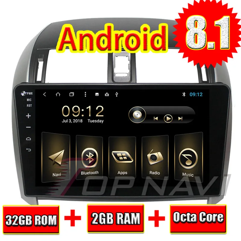 Автомобильный навигатор для Toyota Corolla 2007 2008 2009 2010 2011 2012 2013 ''Android 10 1 Topnavi