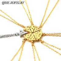 qihe jewelry 8pcsset minimalist 3d tiny charm tone dainty cheese pizza necklace jewelry friendship bff gifts