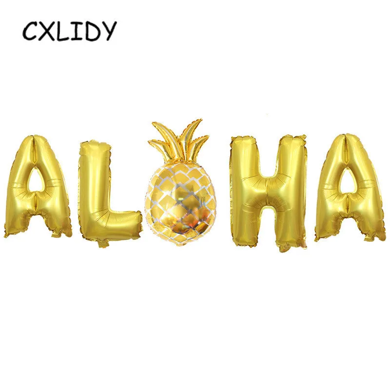 Hawaiian Party ALOHA Letter Turtle Leaf Banner Pineapple Balloon Flamingo Straw Honeycomb Ball Paper Lantern Decoration qq096 | Дом и сад