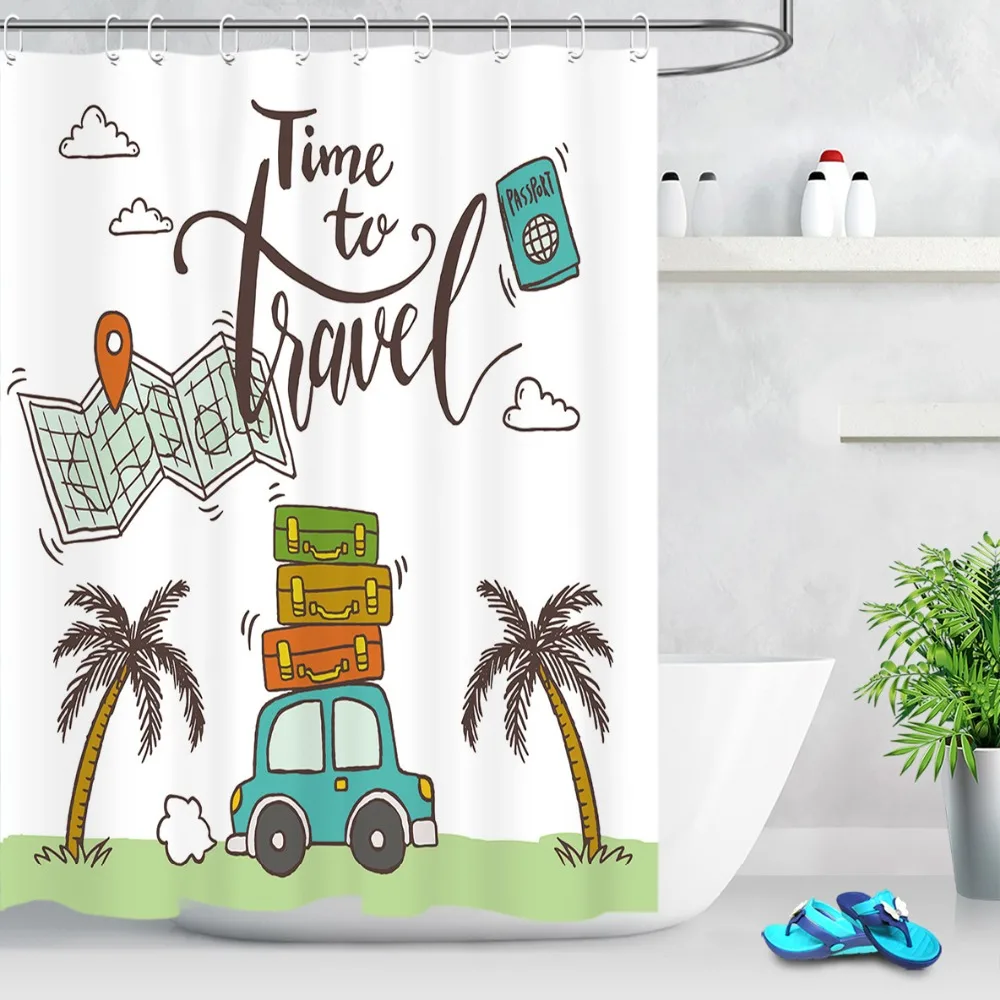 Кемпер LB для пикника автомобиль Карта мира кокосовое дерево занавеска душа