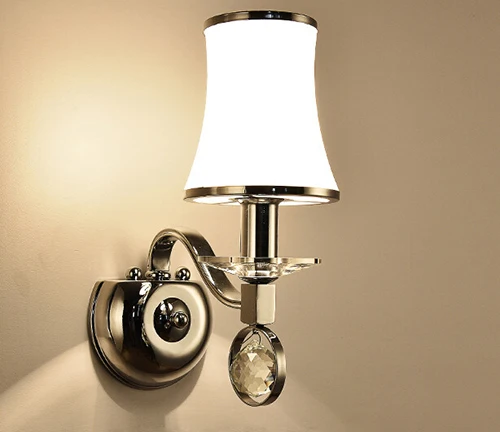 1 light wall lamp Современный, хромированный, металлический светодиодный настенный светильник, блестящий хрустальный светодиодный крепеж для настенных светильников гостиной, светодиодный настенный светильник настенное бра для коридора - Цвет абажура: 1 light wall lamp