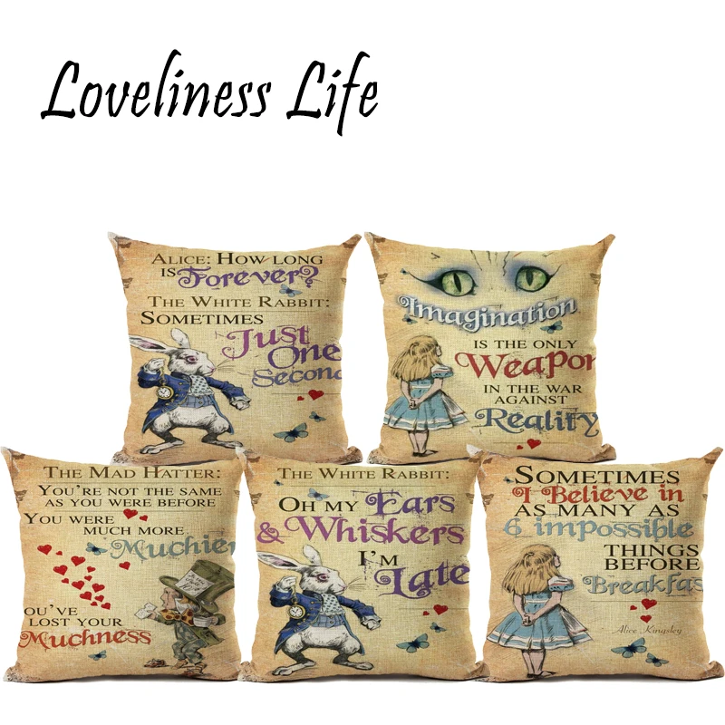 Винтажная наволочка Подушка с иллюстрациями кролик прайзер для девочек Страна