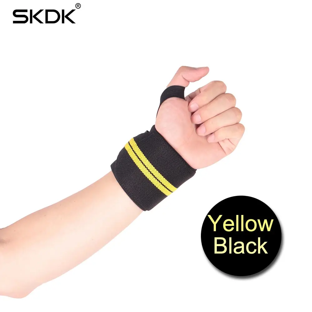 YellowBlack 1 пара напульсник эластичные бинты для запястья повязки дышащие Тяжелая атлетика захват штанги поддержка ремни защита рук - Цвет: YellowBlack